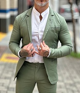 Blazer Masculino Resinado Perpochi Verde