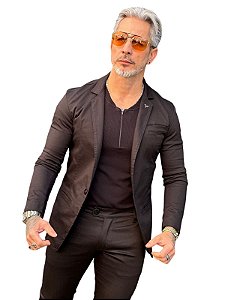 Blazer Alfaiataria Sarja Hannah Perpochi Preto