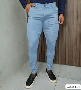 Calca Alfaiataria Skinny Azul Medio Zip Off