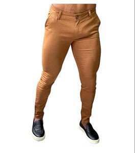Calca Alfaiataria Skinny Caqui Escuro