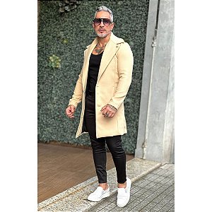 Sobretudo Lã Batida Perpochi - Bolso Embultido - Lançamento