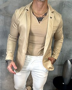 Blazer Slim Fit Extreme Power Bege Per Pochi
