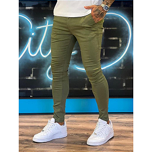 Calça Masculina City Denim Alfaiataria Skinny Verde
