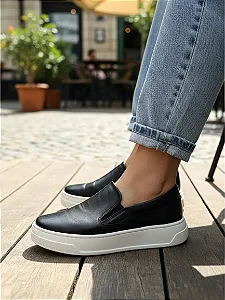 Sapatenis Casual Confort Yacht 100% Couro Legitimo Preto