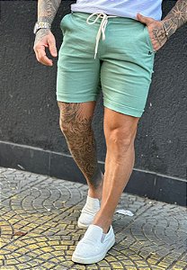 Bermuda Linho Estilo Curta Perpochi Verde