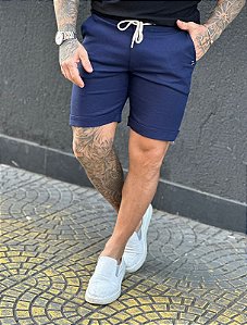 Bermuda Linho Estilo Curta Perpochi Marinho