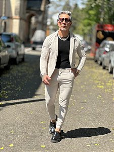 Blazer Texturizado Plissado Perpochi Bege
