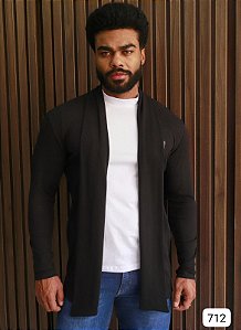 Cardigan Masculino Slim Zip Off Preto