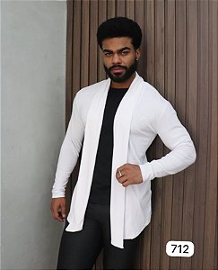 Cardigan Masculino Slim Zip Off Branco