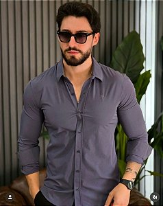 Camisa Masculina Slim Impermeável Chumbo Zip Off
