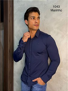 Camisa Masculina Slim Extreme Power Zip Off Marinho