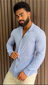 Camisa Masculina Slim Extreme Power Zip Off Azul Bebe