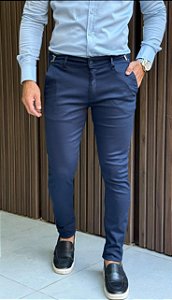 Calca Alfaiataria Skinny Ajuste Lateral Marinho