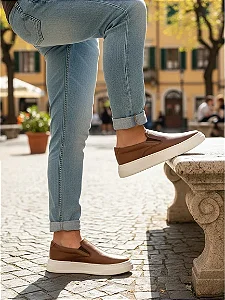 Sapatenis Casual Confort Yacht 100% Couro Legitimo Marrom