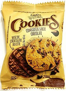 Cookie de Baunilha com gotas sabor chocolate e base de Chocolate ao Leite