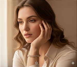 Pulseira em aço com cristais cravados