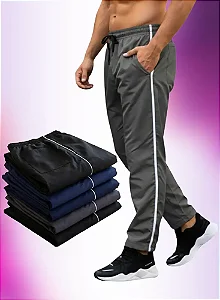 Kit 5 Calças Masculina Tactel Lisa Com Bolsos Esporte Caminhada Academia Frio