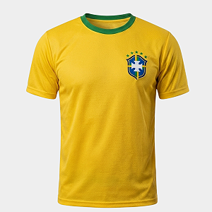 Camisa Brasil Torcedor Premium - Tecido Dry Fit Colmeia Absoluth