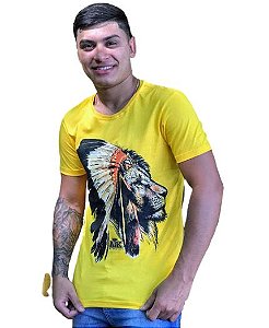 T-Shirt Masculina Leão Índio