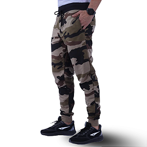 Calça Moletom Masculina Camuflada Academia Swag Sport Fino