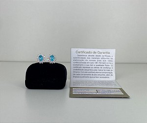 BRINCOS DIAMANTES E APATITAS EM OURO BRANCO 18K