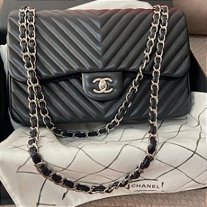 CHANEL JUMBO CHEVRON PRETA