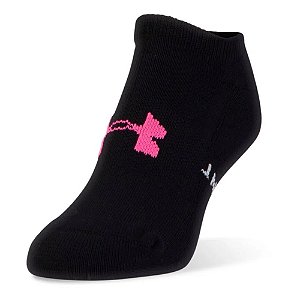 Kit 3 Meias Under Armour Cano Baixo Athletic Solo Preto/Rosa