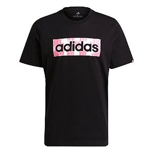 Camiseta Adidas Linear Color Box Preto/Rosa Masculino