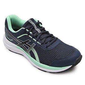 Tenis Asics Kabuki Azul Marinho/Verde Feminino