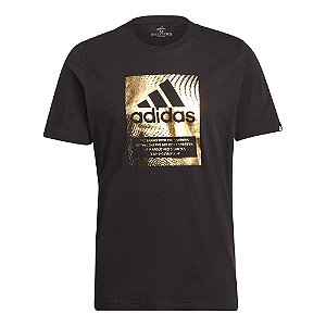 Camiseta Adidas Logo Metalizada Preto Masculino
