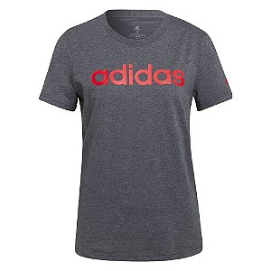 Camiseta Adidas Logo Linear Feminino Cinza Escuro