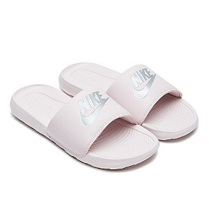 Chinelo Nike Victori Slide Feminino Rosa Claro e Branco