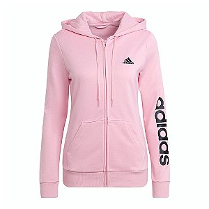 Jaqueta Moletom Adidas Logo Linear Essentials Feminino Rosa