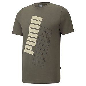 Camiseta Puma Power Logo Sport Verde Escuro Masculino