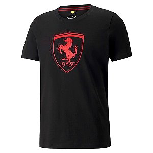 Camiseta Puma Algodão Ferrari Race Tonal Preto Masculino