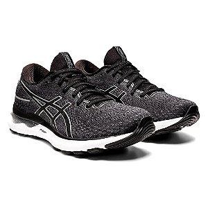 Tenis Asics Gel Nimbus 24 Running Feminino Preto e Cinza