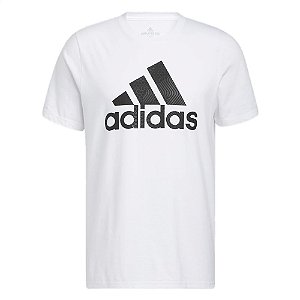 Camiseta Adidas Estampada Bx Logo Branco e Preto Masculino