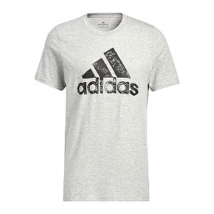 Camiseta Adidas Logo Brush GT Cinza Claro Masculino