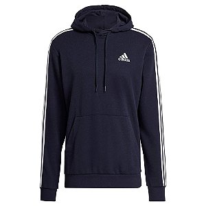 Moletom Adidas Essentials 3 Stripes Azul Marinho Masculino