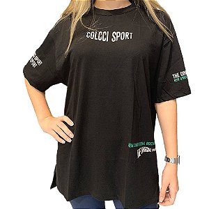 Camiseta Colcci Sport Basic Feminino Preto e Verde