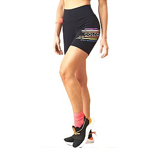 Shorts Colcci Sport Sculp Feminino Preto e Rosa