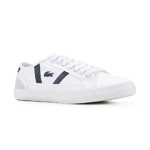 Tenis Lacoste Sideline Canvas Branco e Azul Marinho Masculin