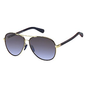 Óculos de Sol Tommy Hilfiger 1766S Dourado Preto Lente Azul