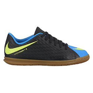 Tênis Salão Nike Hypervenomx Phade III Preto/Azul Infantil