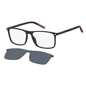 Óculos de Sol Tommy Jeans 0018CS Preto Lente Cinza Clip-On