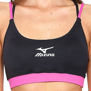 Top Mizuno New Fit Logo Preto/Rosa