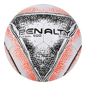 Bola Futsal Penalty Storm 500 C/C VIII Branco/Laranja/Preto