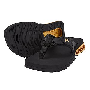 Sandália Kenner Rakka Ultra Full Force Chinelo Preto/Dourado