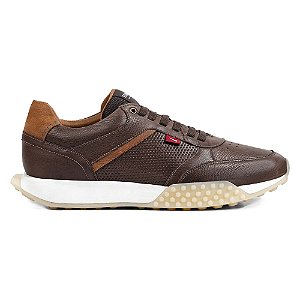 Tenis Casual Ferracini Sneaker Racer Masculino Couro Marrom