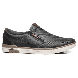 Tenis Sapatênis Pegada Slip Couro Masculino Nature Preto